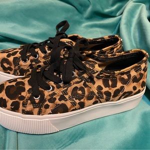 Steve Madden leopard canvas upper shoes. Size 8.